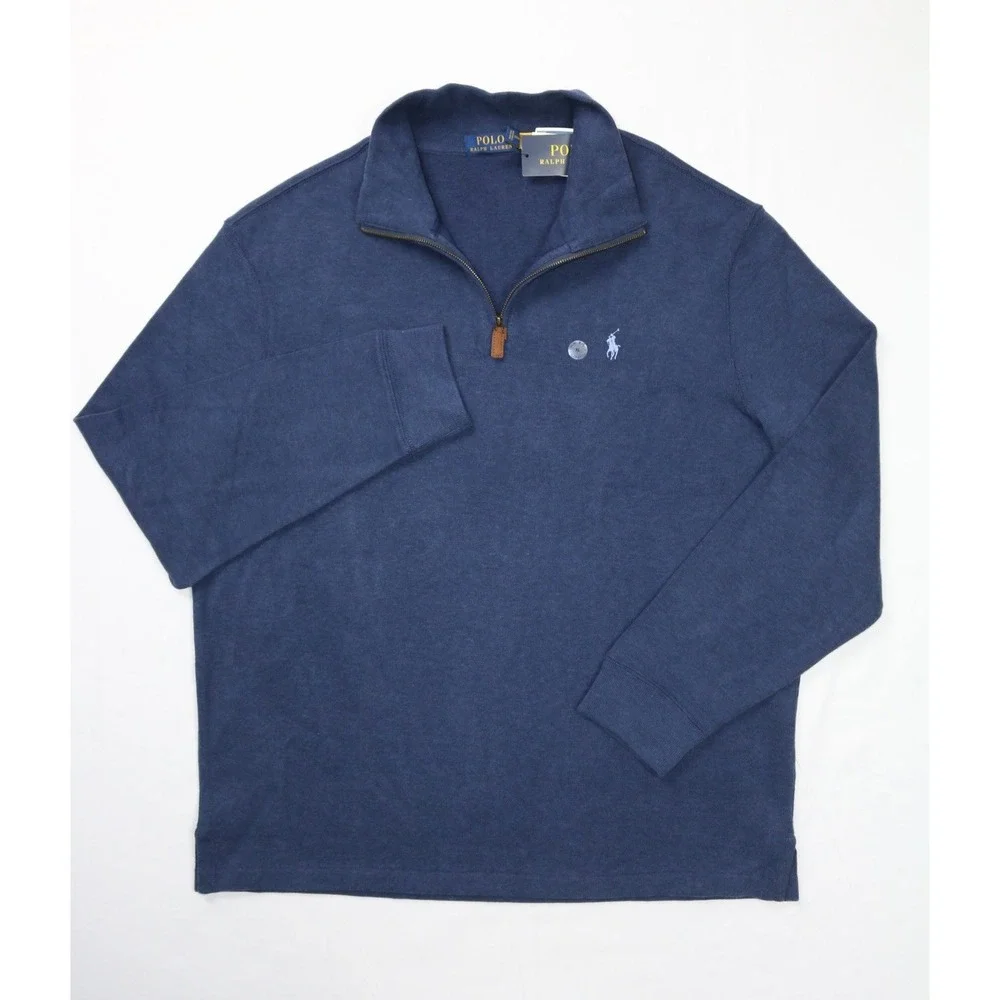 Polo Ralph Lauren Mens 1/4 Zip Sweater Spring Navy Blue Small Pony XL Knit